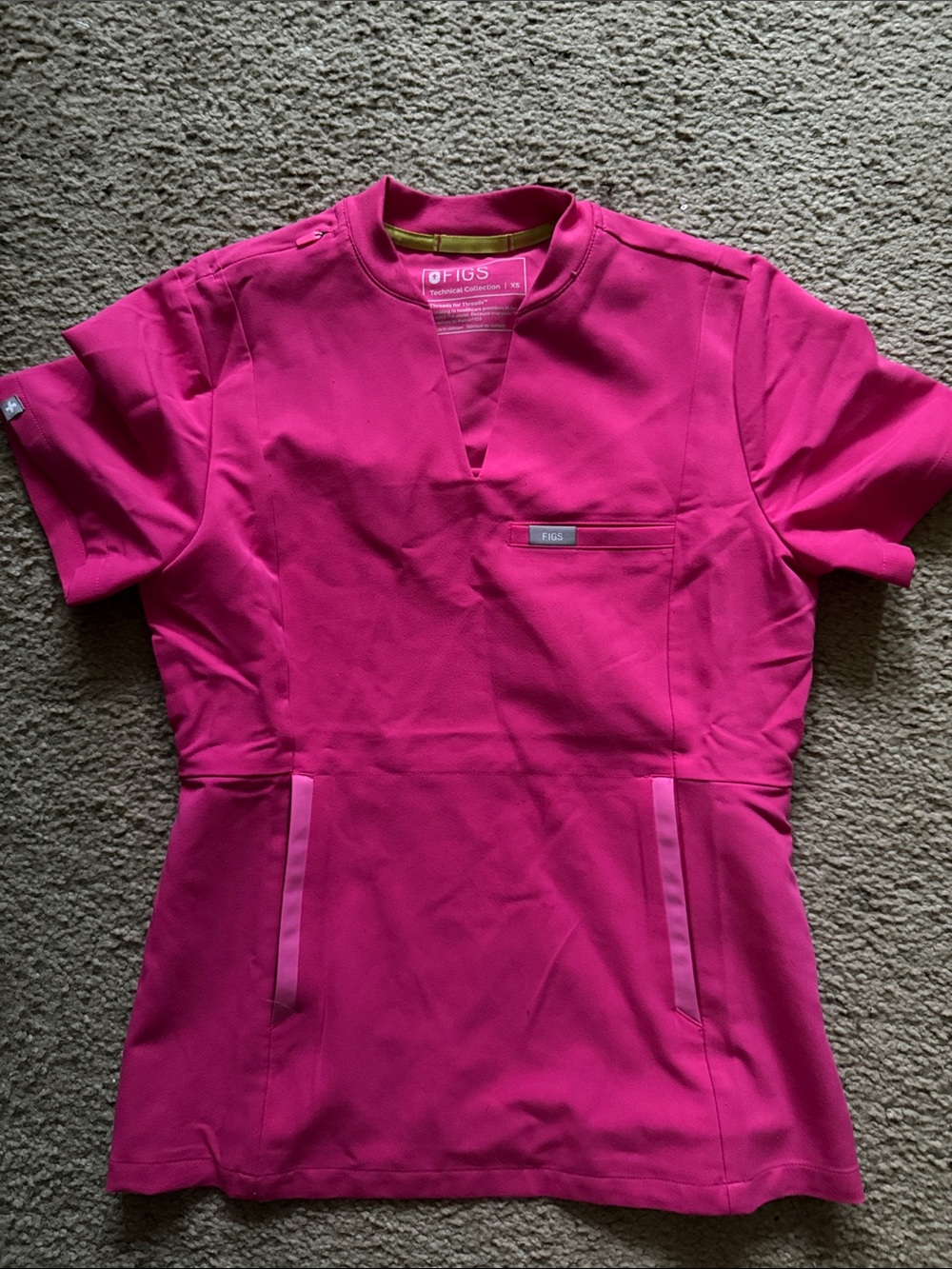 Figs V-Neck Medical Top in Hot Pink